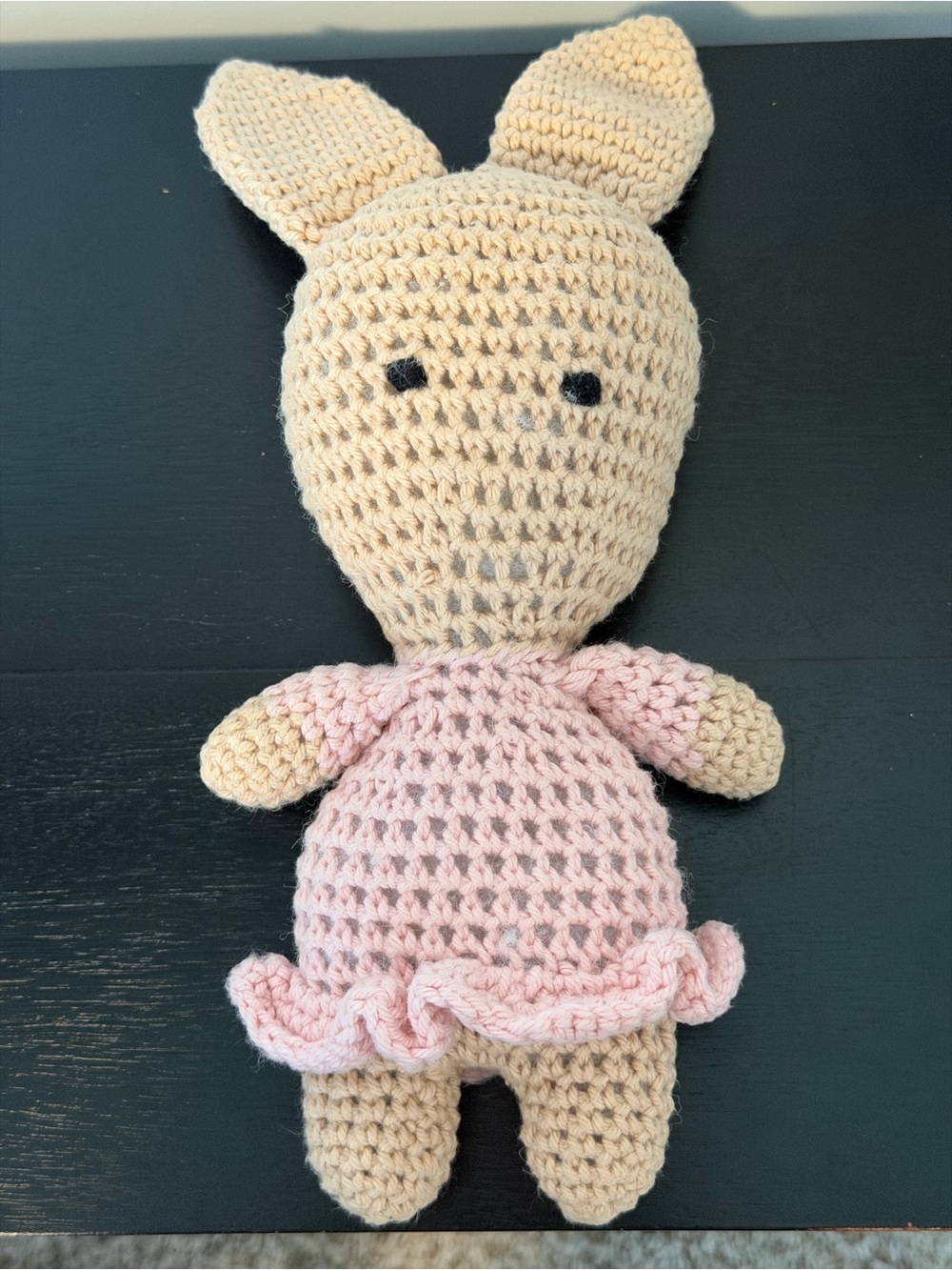 Handmade Pink and Cream Crochet Bunny Plush Toy